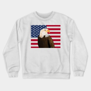 Eagle with American Flag with Silver Stripes Crewneck Sweatshirt